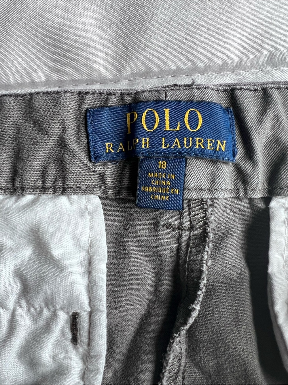 Polo Ralph Lauren Slim Straight Chino Pants Youth Boys Size 18 Gray